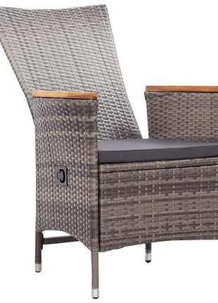 Tuinstoelen 2 st met kussens poly rattan grijs