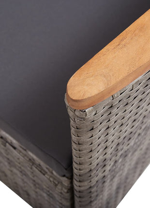 Tuinstoelen 2 st met kussens poly rattan grijs