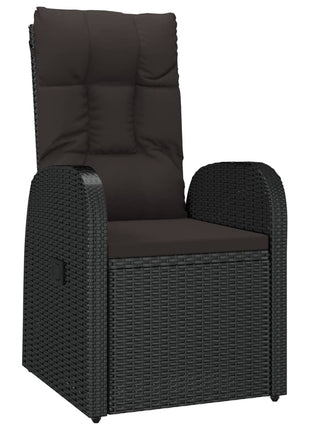 Tuinstoelen 2 st verstelbaar met kussens poly rattan zwart