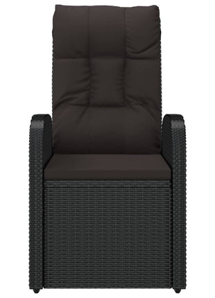 Tuinstoelen 2 st verstelbaar met kussens poly rattan zwart
