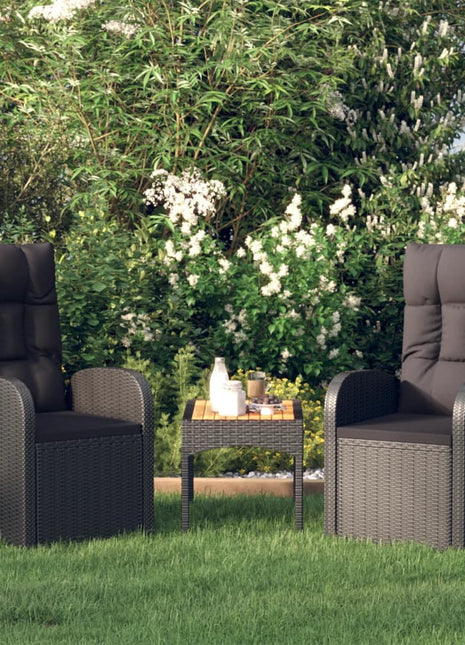 Tuinstoelen 2 st verstelbaar met kussens poly rattan zwart