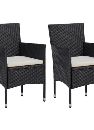 Tuinstoelen 2 st poly rattan zwart