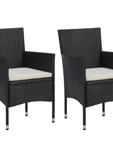 Tuinstoelen 2 st poly rattan zwart