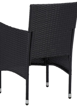 Tuinstoelen 2 st poly rattan zwart