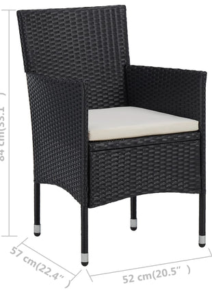 Tuinstoelen 2 st poly rattan zwart
