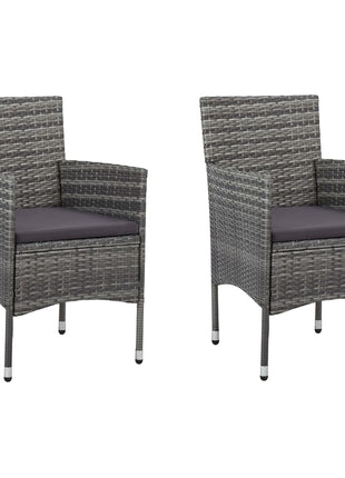 Tuinstoelen 2 st poly rattan grijs