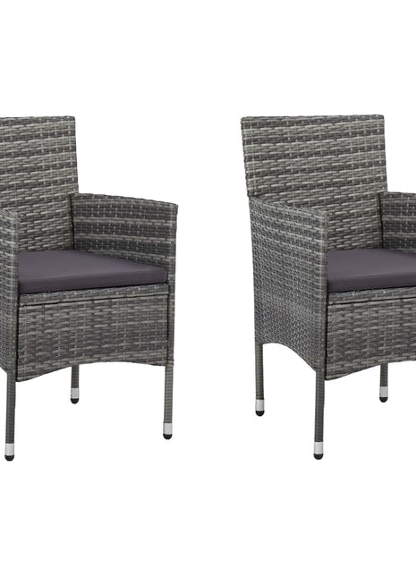 Tuinstoelen 2 st poly rattan grijs