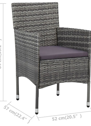 Tuinstoelen 2 st poly rattan grijs