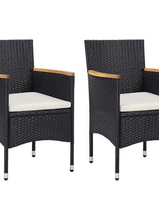 Tuinstoelen 2 st poly rattan zwart