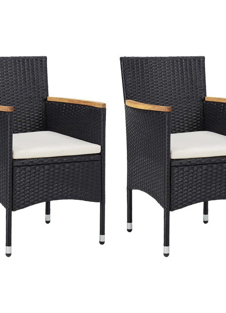 Tuinstoelen 2 st poly rattan zwart