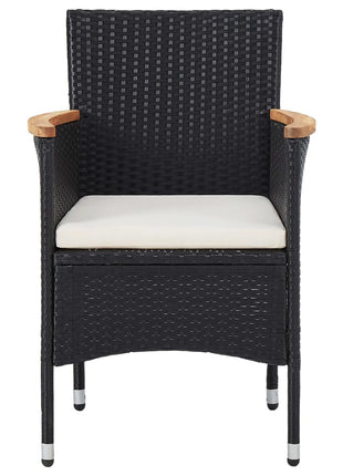 Tuinstoelen 2 st poly rattan zwart