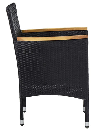 Tuinstoelen 2 st poly rattan zwart