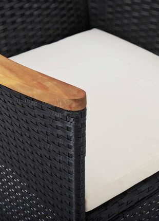Tuinstoelen 2 st poly rattan zwart