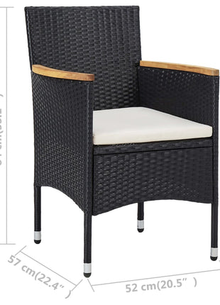 Tuinstoelen 2 st poly rattan zwart