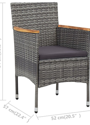 Tuinstoelen 2 st poly rattan grijs
