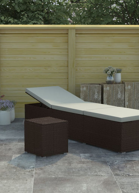 Ligbed Met Kussen En Theetafel Poly Rattan