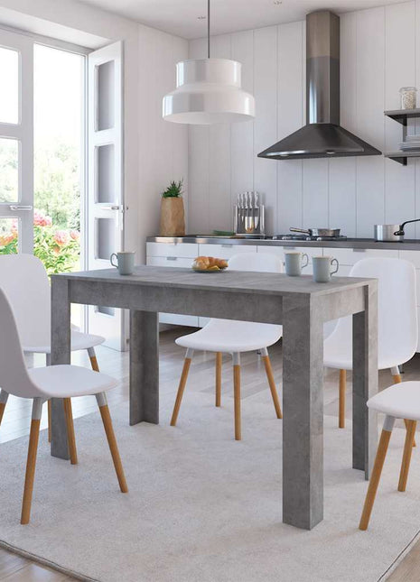 Eettafel 120x60x76 cm bewerkt hout betongrijs