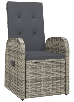 Tuinstoelen 2 st verstelbaar met kussens poly rattan grijs