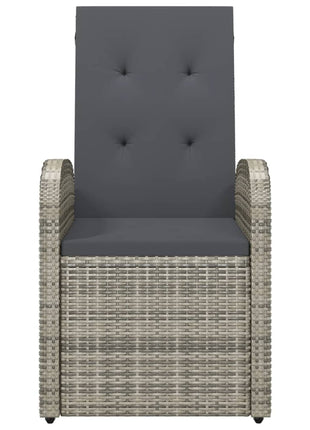 Tuinstoelen 2 st verstelbaar met kussens poly rattan grijs