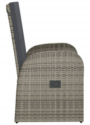 Tuinstoelen 2 st verstelbaar met kussens poly rattan grijs