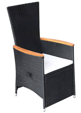 Tuinstoelen 2 st verstelbaar met kussens poly rattan zwart