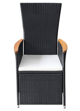 Tuinstoelen 2 st verstelbaar met kussens poly rattan zwart