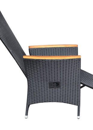 Tuinstoelen 2 st verstelbaar met kussens poly rattan zwart