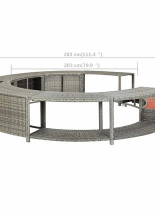 Hottub-ombouw poly rattan grijs