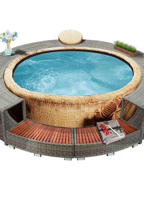 Hottub-ombouw poly rattan grijs