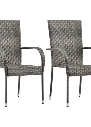 Tuinstoelen stapelbaar 2 st poly rattan grijs