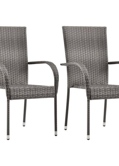 Tuinstoelen stapelbaar 2 st poly rattan grijs
