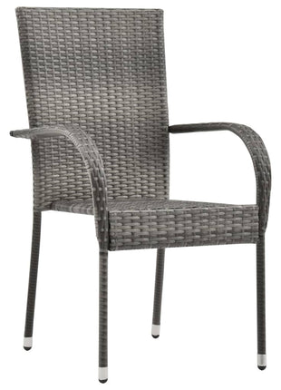 Tuinstoelen stapelbaar 2 st poly rattan grijs