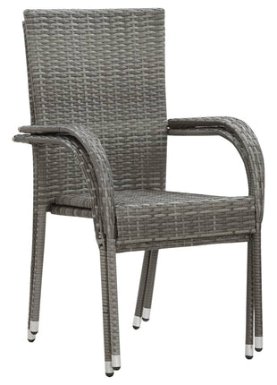 Tuinstoelen stapelbaar 2 st poly rattan grijs
