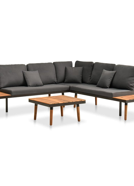 4-Delige Loungeset Met Kussens Massief Acaciahout