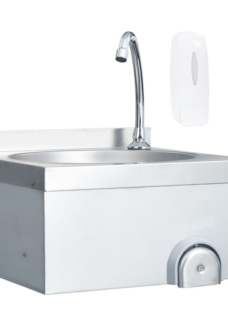 Wasbak met kraan en zeepdispenser roestvrij staal