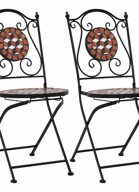 Bistrostoelen mozaïek 2 st keramiek bruin