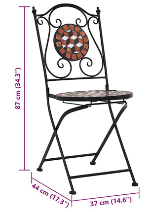 Bistrostoelen mozaïek 2 st keramiek bruin