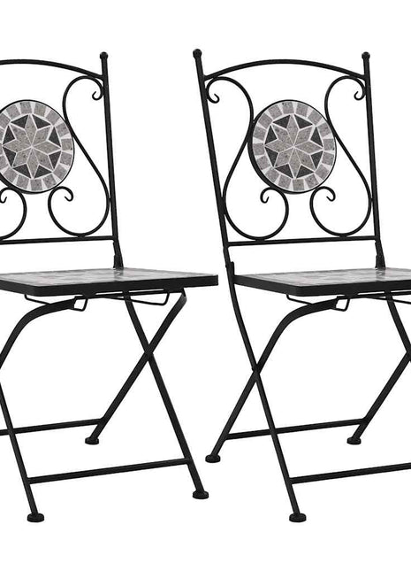 Bistrostoelen mozaïek 2 st grijs