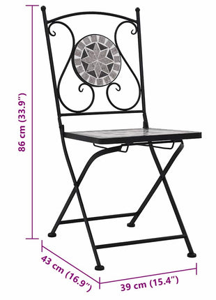 Bistrostoelen mozaïek 2 st grijs