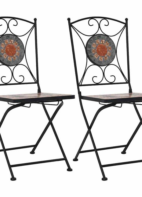 Bistrostoelen mozaïek 2 st oranje en grijs