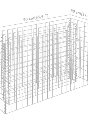 Gabion plantenbak verhoogd 90x30x60 cm gegalvaniseerd staal