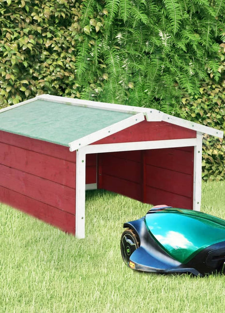 Overkapping voor grasmaaier 72x87x50 cm vurenhout rood en wit