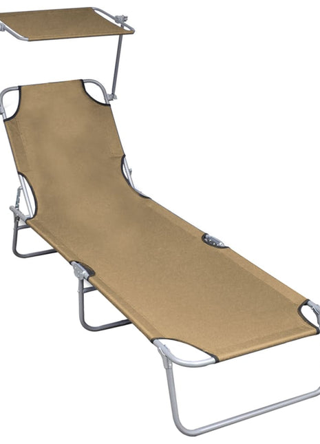 Ligbed Inklapbaar Met Luifel Aluminium