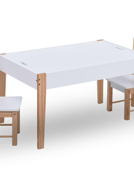 3-delige Kindertafel- en stoelenset krijtbord zwart en wit