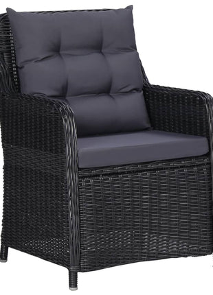 Tuinstoelen 2 st met kussens poly rattan zwart