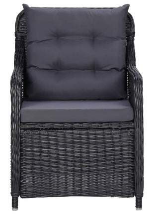 Tuinstoelen 2 st met kussens poly rattan zwart