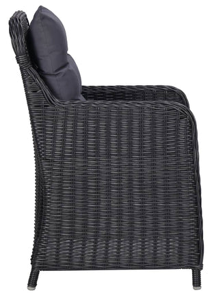 Tuinstoelen 2 st met kussens poly rattan zwart