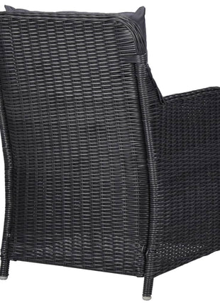 Tuinstoelen 2 st met kussens poly rattan zwart