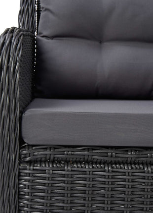 Tuinstoelen 2 st met kussens poly rattan zwart