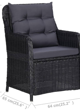 Tuinstoelen 2 st met kussens poly rattan zwart